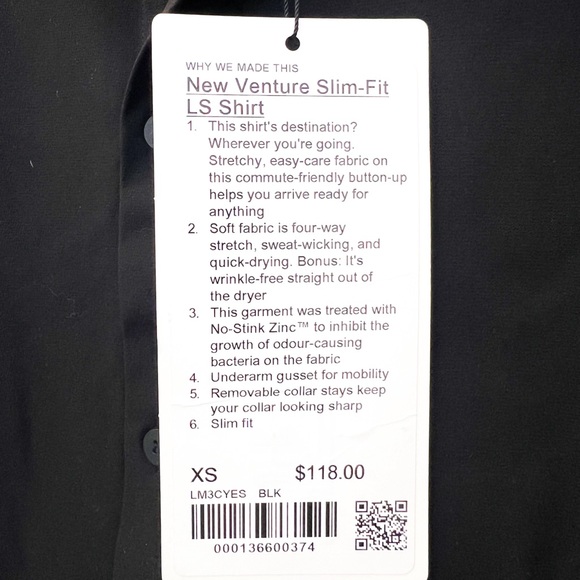 NWT Lululemon Men’s Long sleeve button up - Slim Fit XS - Picture 4 of 6